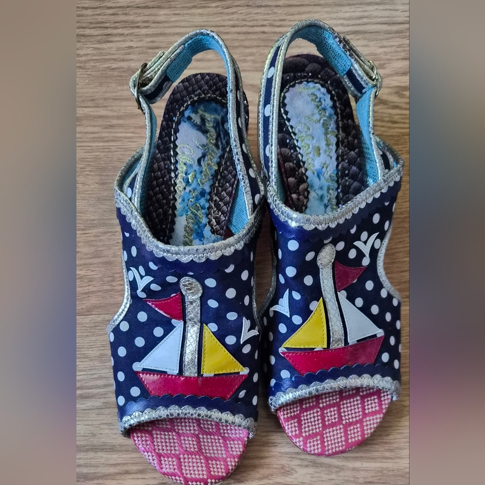 Irregular Choice Navy and Pink Sailboat Sandals
